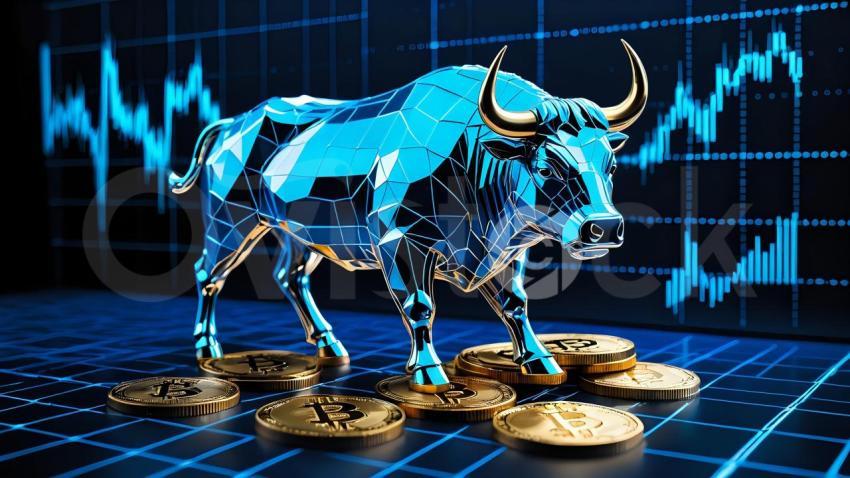 A Bull And Coins On A Digital Background
