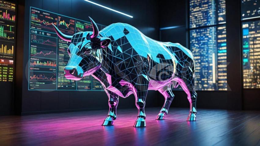 A Bull In Front Of A Chart