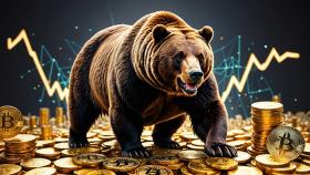 A Bear Standing On Top Of Coins