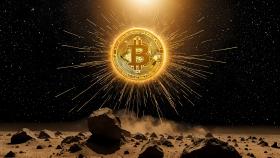 A Bit Coin On The Surface Of A Rocky Area