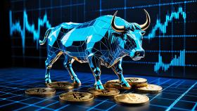 A Bull And Coins On A Digital Background
