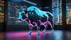 A Bull In Front Of A Chart